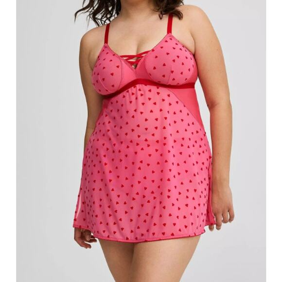 Torrid Women's Plus Size Set French Hearts Babydoll & Panties Size 4 4X - Picture 1 of 11